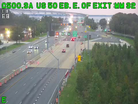 US 50 Eastbound, past Exit 32: live Chesapeake Bay Bridge traffic camera (US 50/301, Maryland)