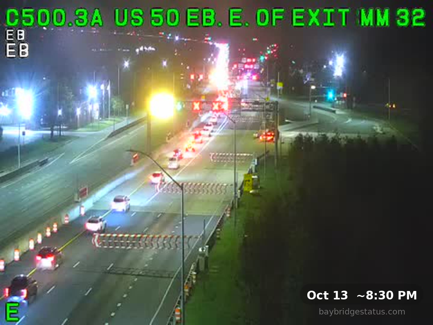 US 50 Eastbound, past Exit 32 traffic camera